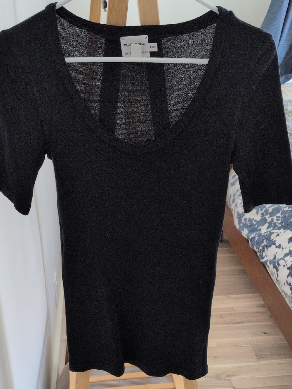 Michael stars For Anthropology Black Almost 3/4 Sleeve- Sleeve Knit Top Long Fit